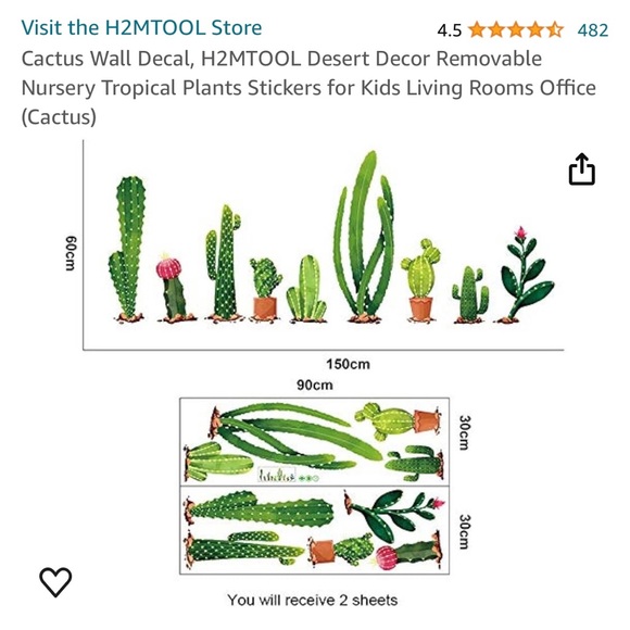 Cactus wall decals - H2MTOOL never opened - Picture 3 of 4